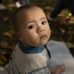 Eden Linen Fairisle Raglan Pramsuit
